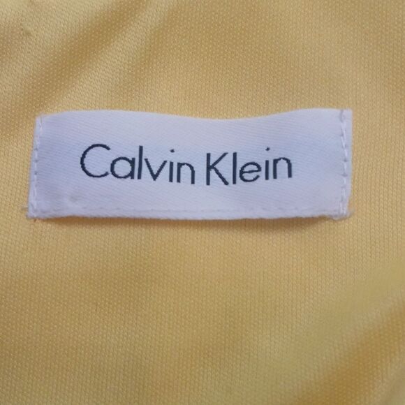 Calvin Klein sleeveless yellow pleated front dress with pockets Sz M EUC - Picture 7 of 7